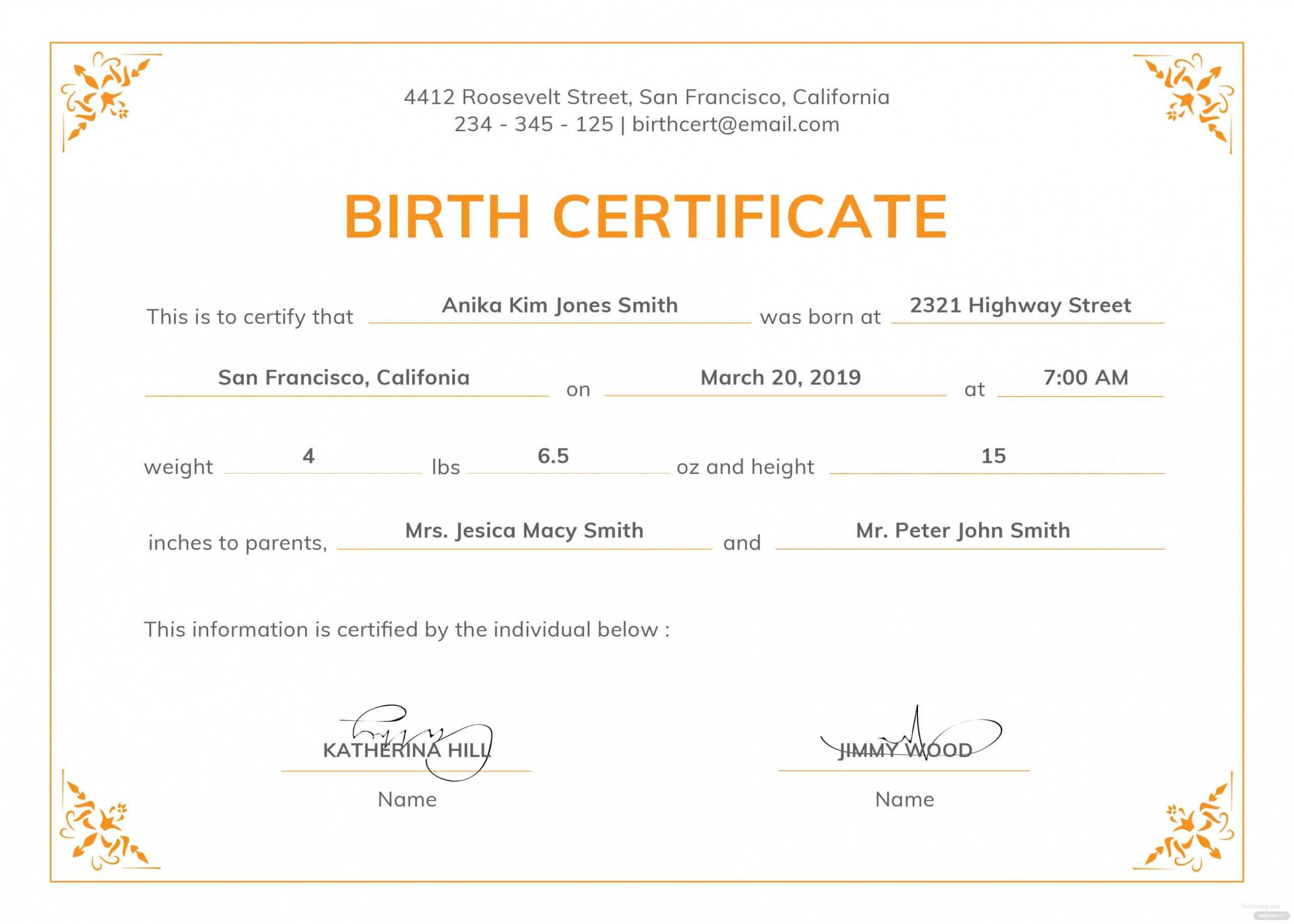 Editable Template For Birth Certificate Macopalmexco With Editable Birth Certificate Template