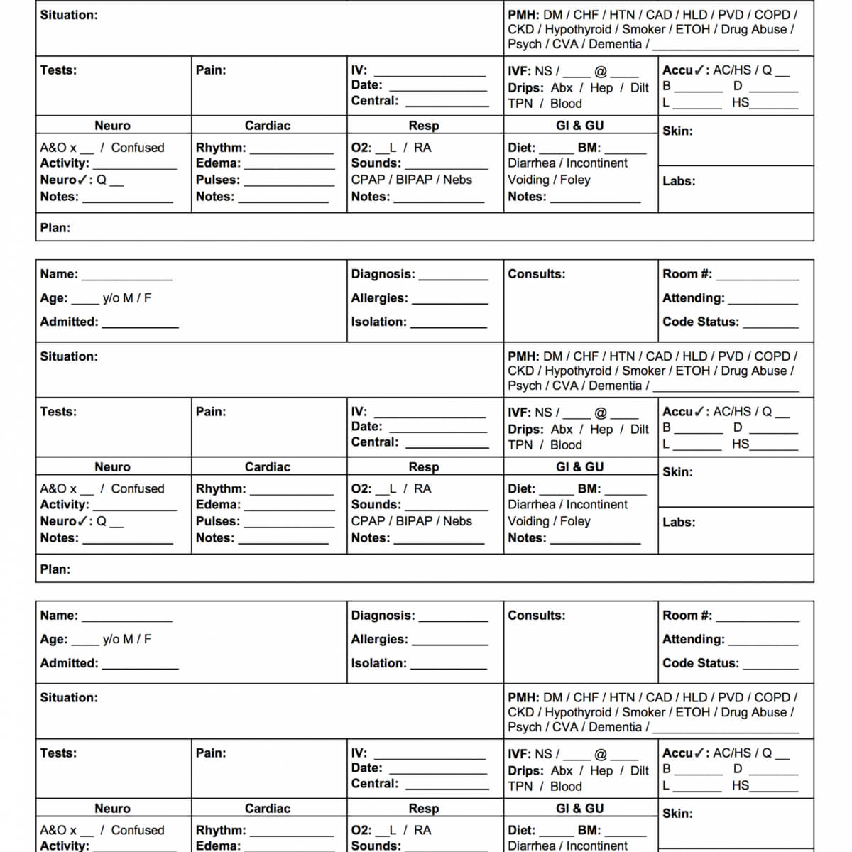 Editable This Free Mini Sbar Nursing Report Sheet Is A Throughout Med Surg Report Sheet Templates