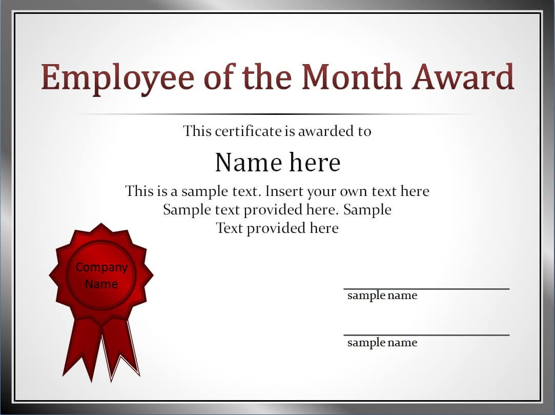 Effective Employee Award Certificate Template With Red Color For Employee Of The Month Certificate Template