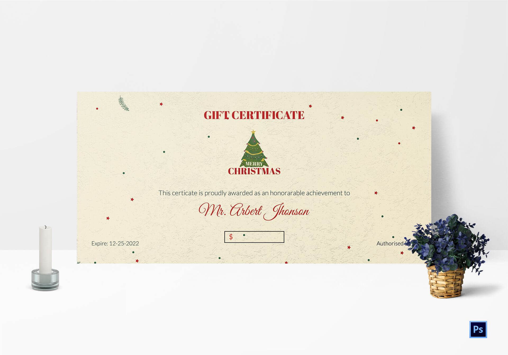 Elegant Christmas Gift Certificate Template In Elegant Gift Certificate Template