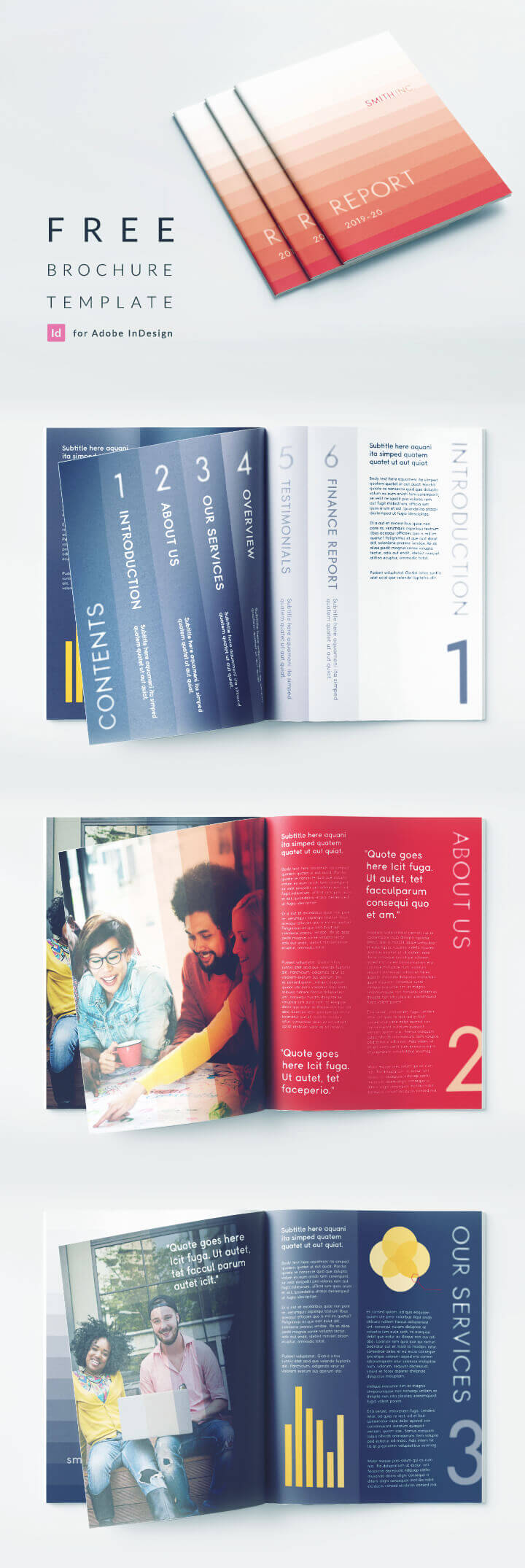 Elegant Corporate Brochure Or Report Indesign Template With Indesign Templates Free Download Brochure