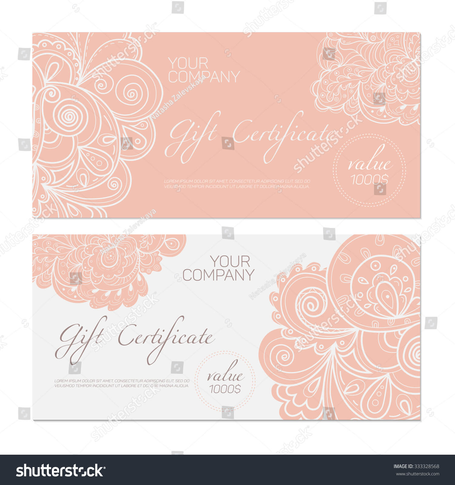 Elegant Gift Certificate Template Abstract Ornamental Stock Pertaining To Elegant Gift Certificate Template