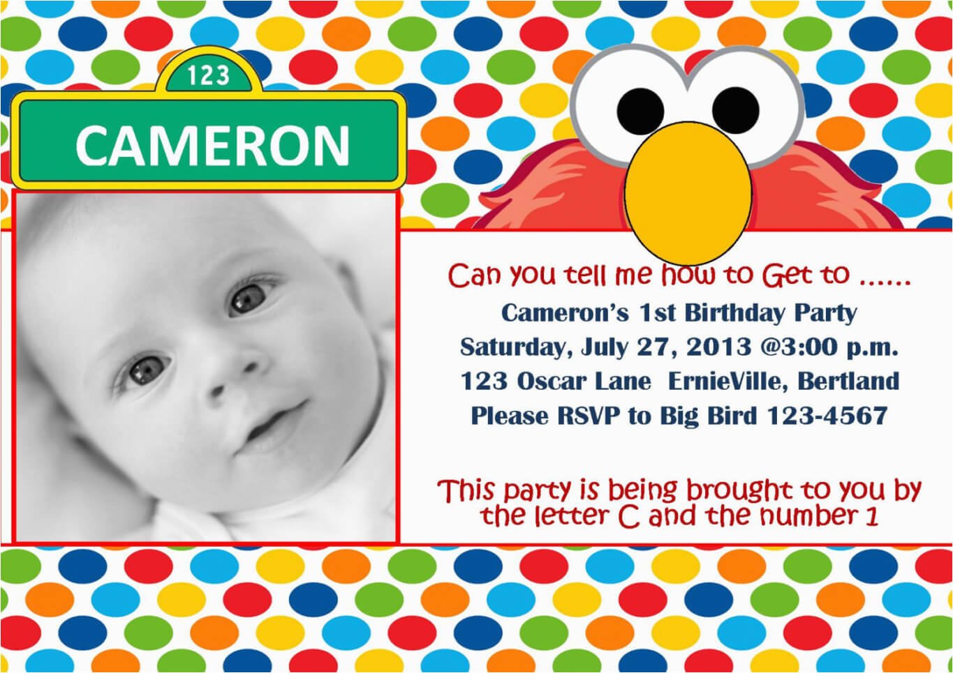 Elmo Birthday Invitations With Photo Elmo Invitations – Free Pertaining To Elmo Birthday Card Template