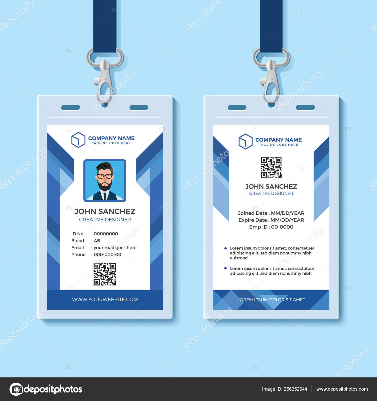 Employee Id Card Design Template | Blue Employee Id Card Regarding Work Id Card Template