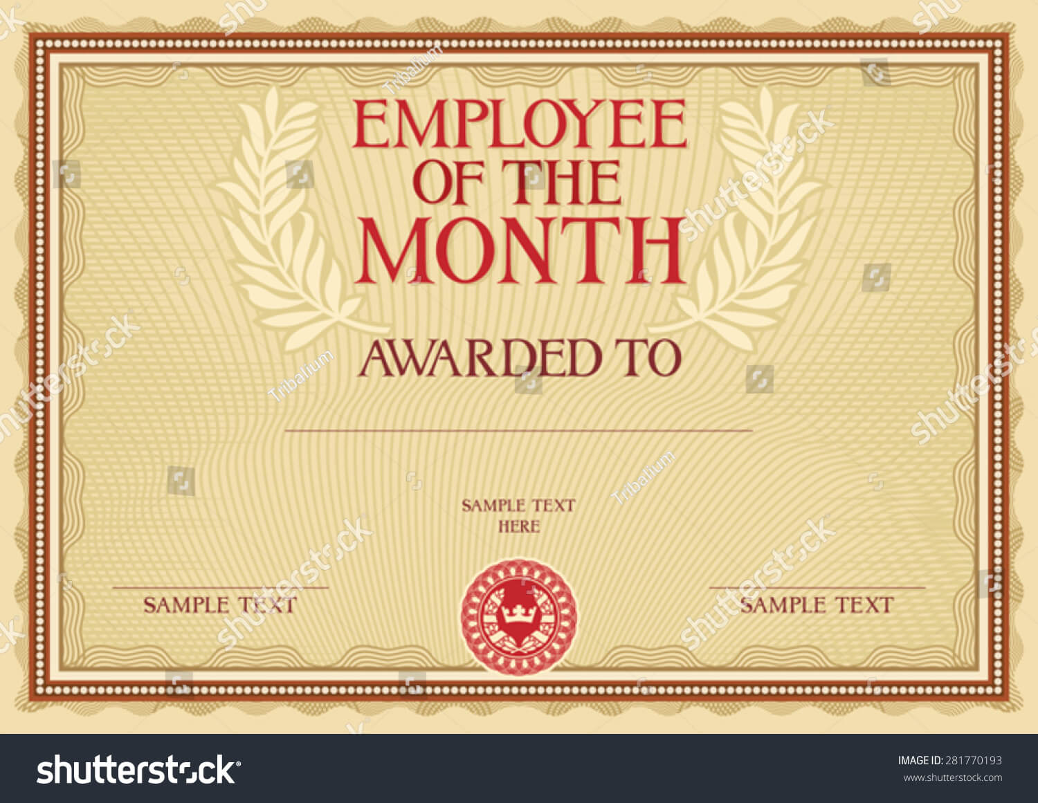 Employee Month Certificate Template Stock Vector (Royalty For Employee Of The Month Certificate Template