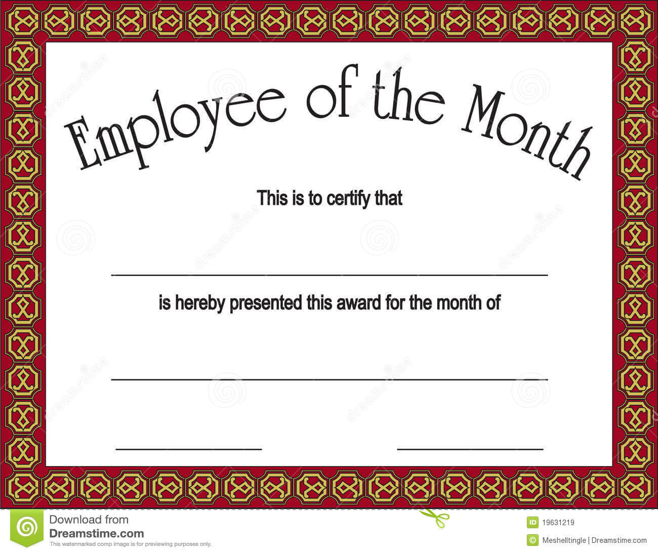 Employee Of The Month Award With Stock Vector – Illustration Intended For Employee Of The Month Certificate Templates