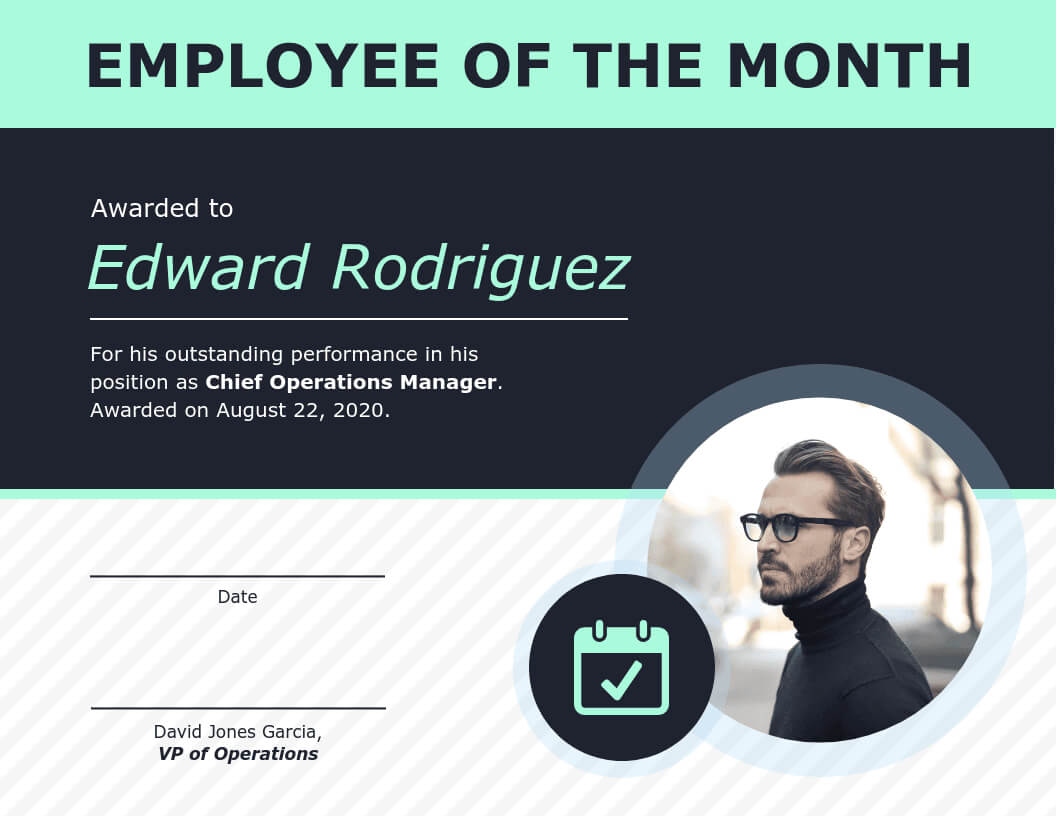 Employee Of The Month Certificate Of Recognition Template In Manager Of The Month Certificate Template