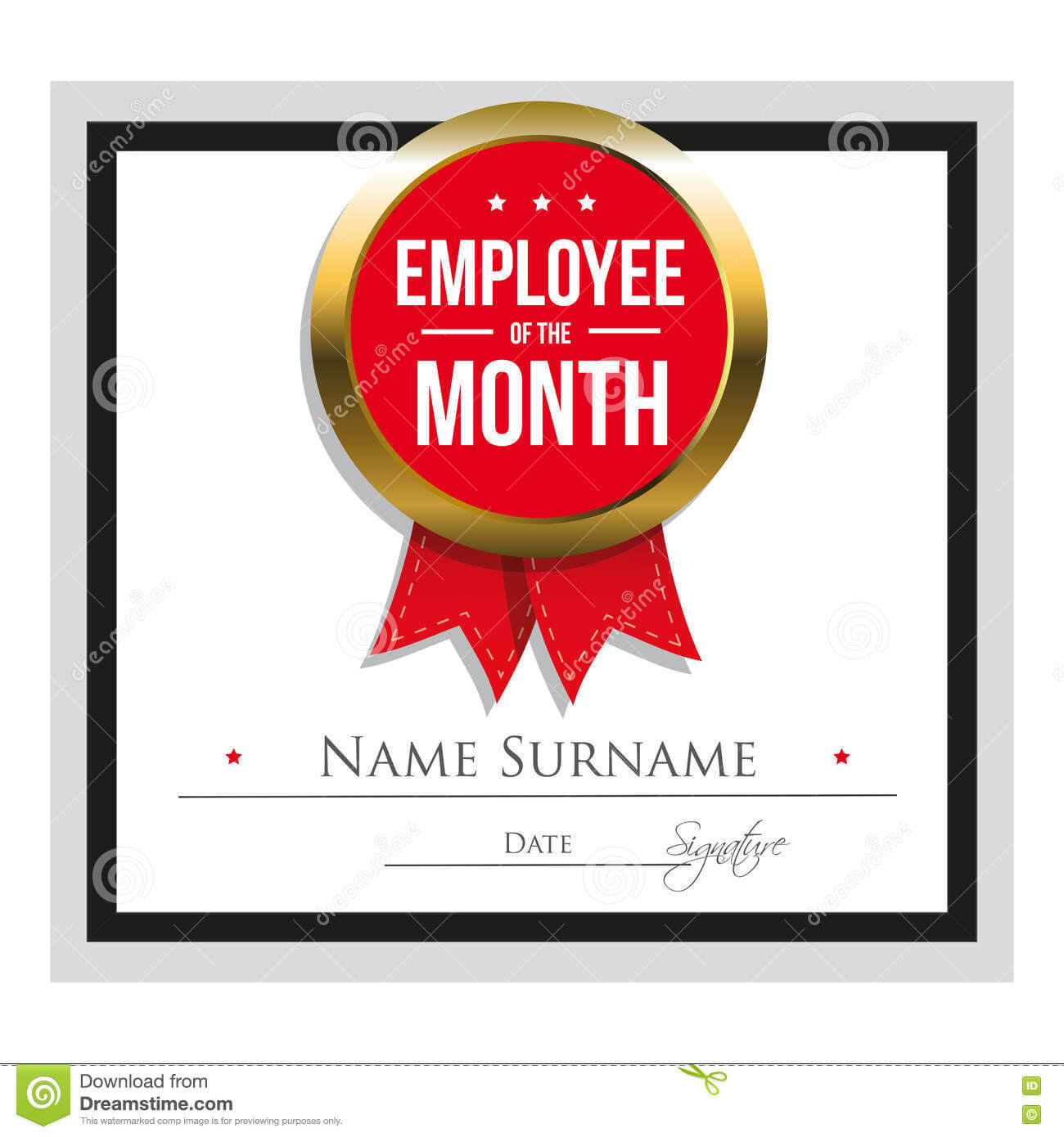 Employee Of The Month Certificate Template Stock Vector With Employee Of The Month Certificate Templates