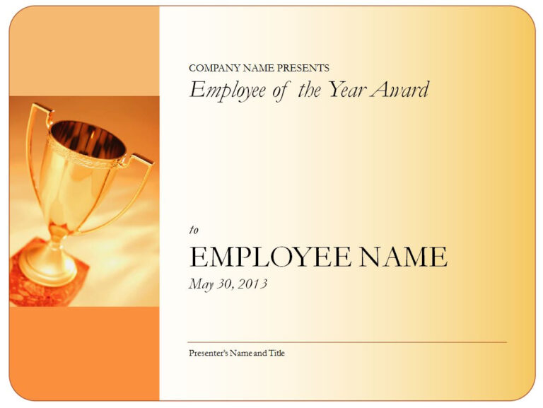 Employee Of The Year Certificate Template Free Professional Template