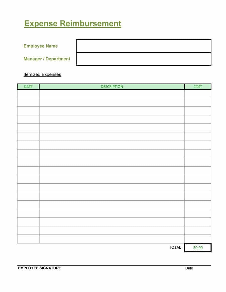 Employee Reimbursement Form – Bolan.horizonconsulting.co For Reimbursement Form Template Word