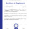 Employment Certificate Template – Zohre.horizonconsulting.co With Certificate Of Employment Template