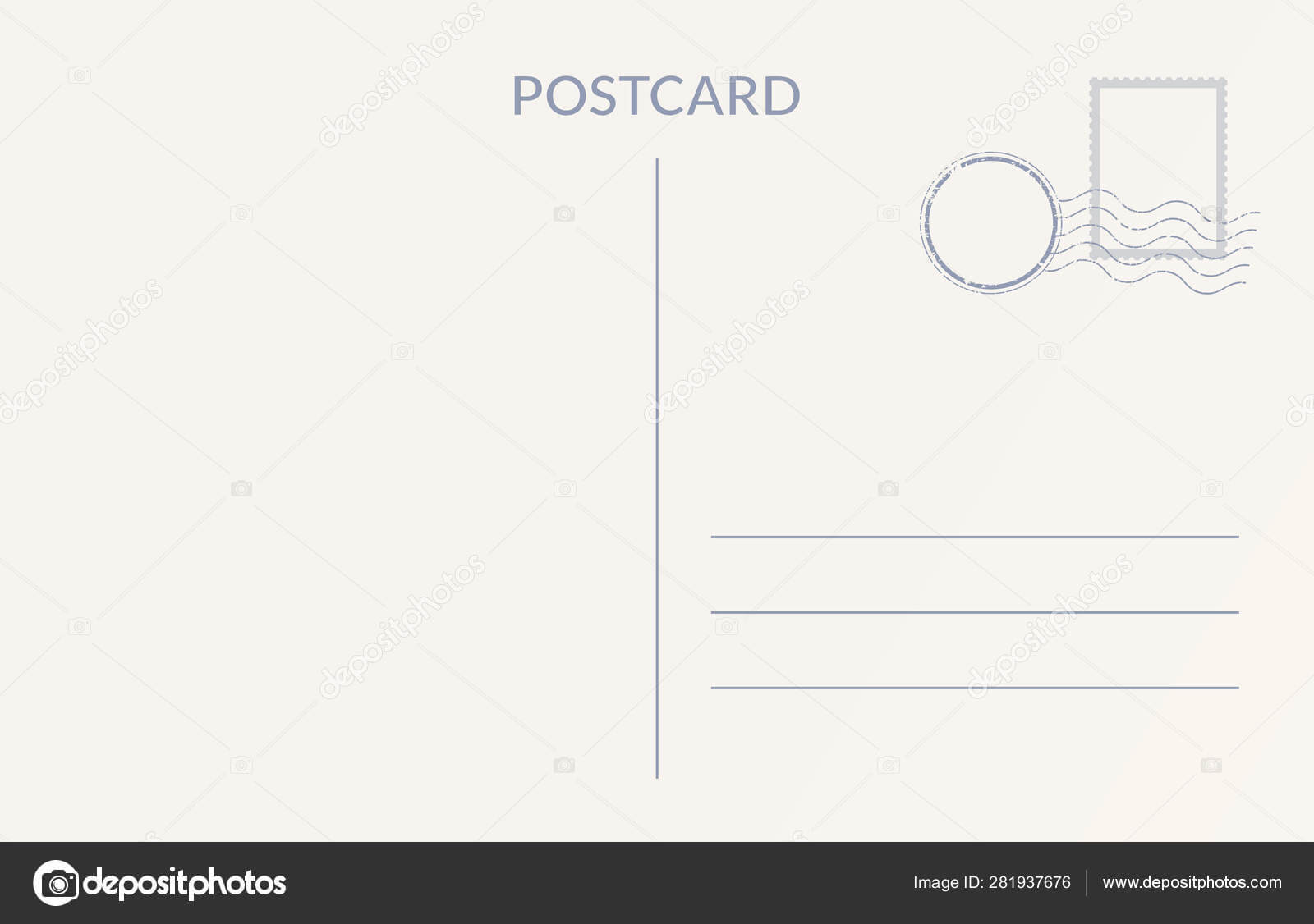 Empty Postcard Template. Design Of Blank Post Card Back Intended For Post Cards Template