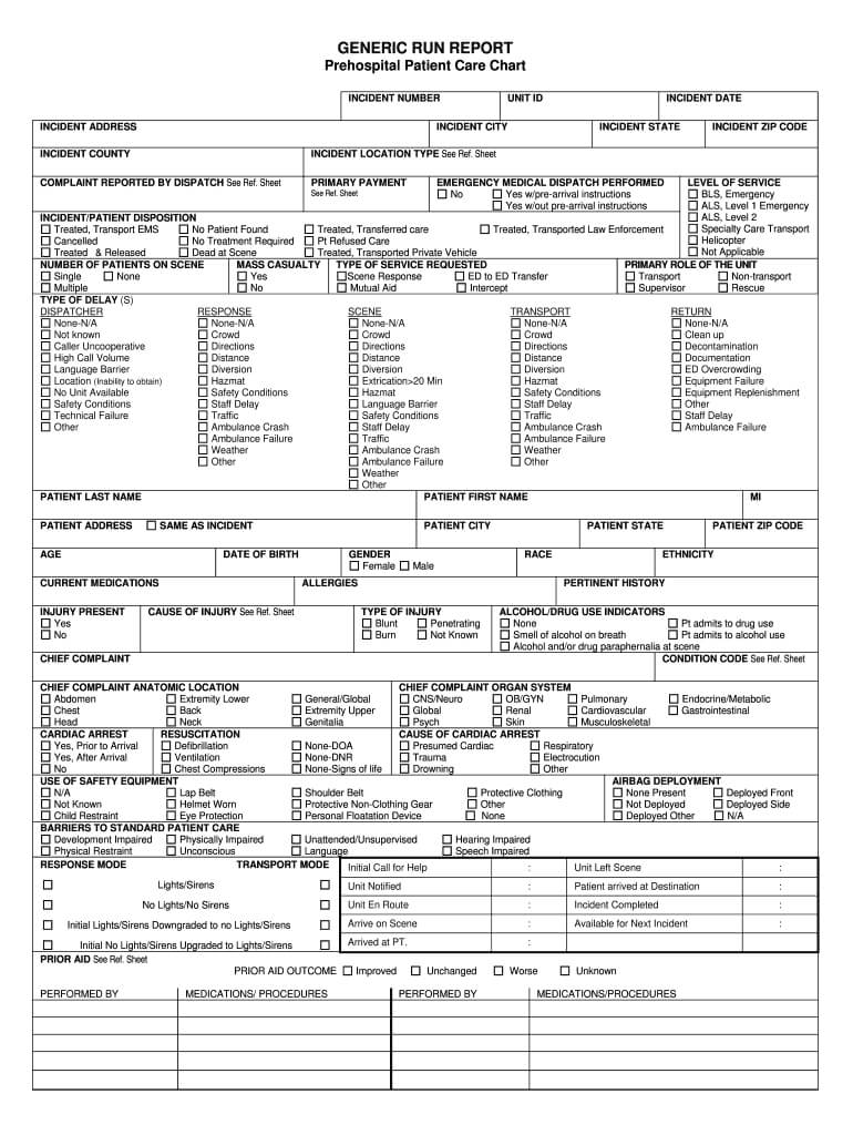 Ems Patient Care Report Form – Fill Online, Printable Regarding Patient Care Report Template