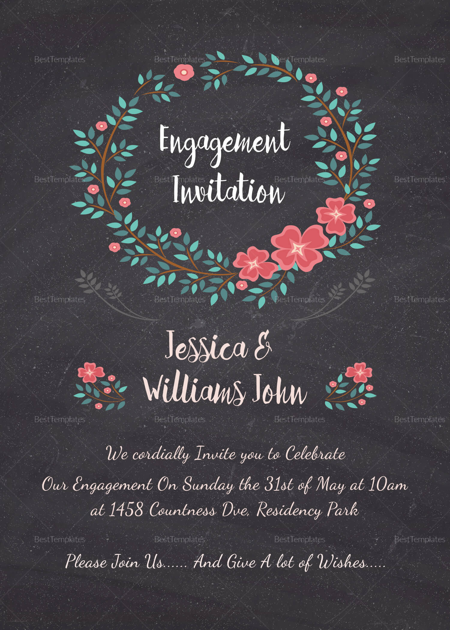 Engagement Invitation Card Template Inside Engagement Invitation Card Template
