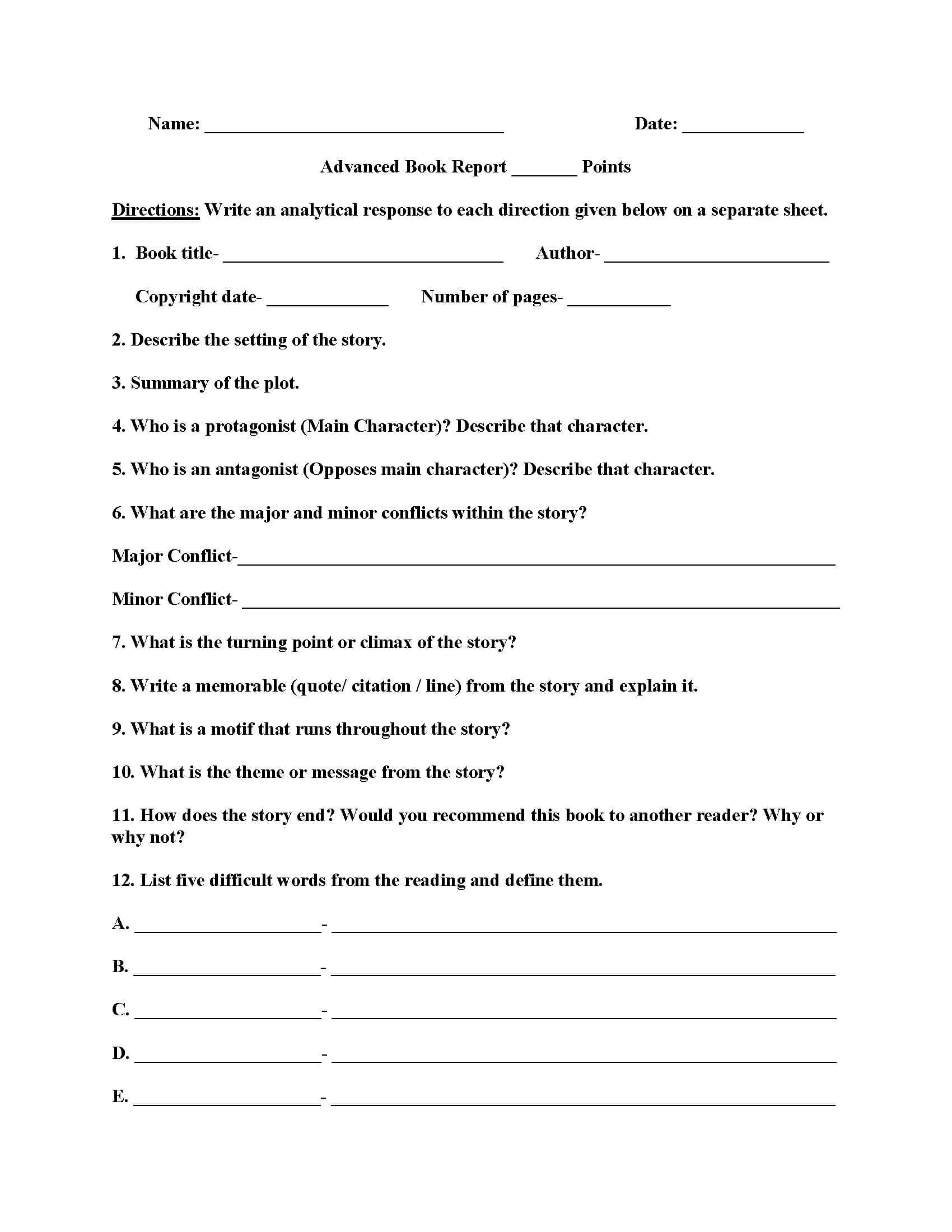 Englishlinx | Book Report Worksheets For 2Nd Grade Book Report Template