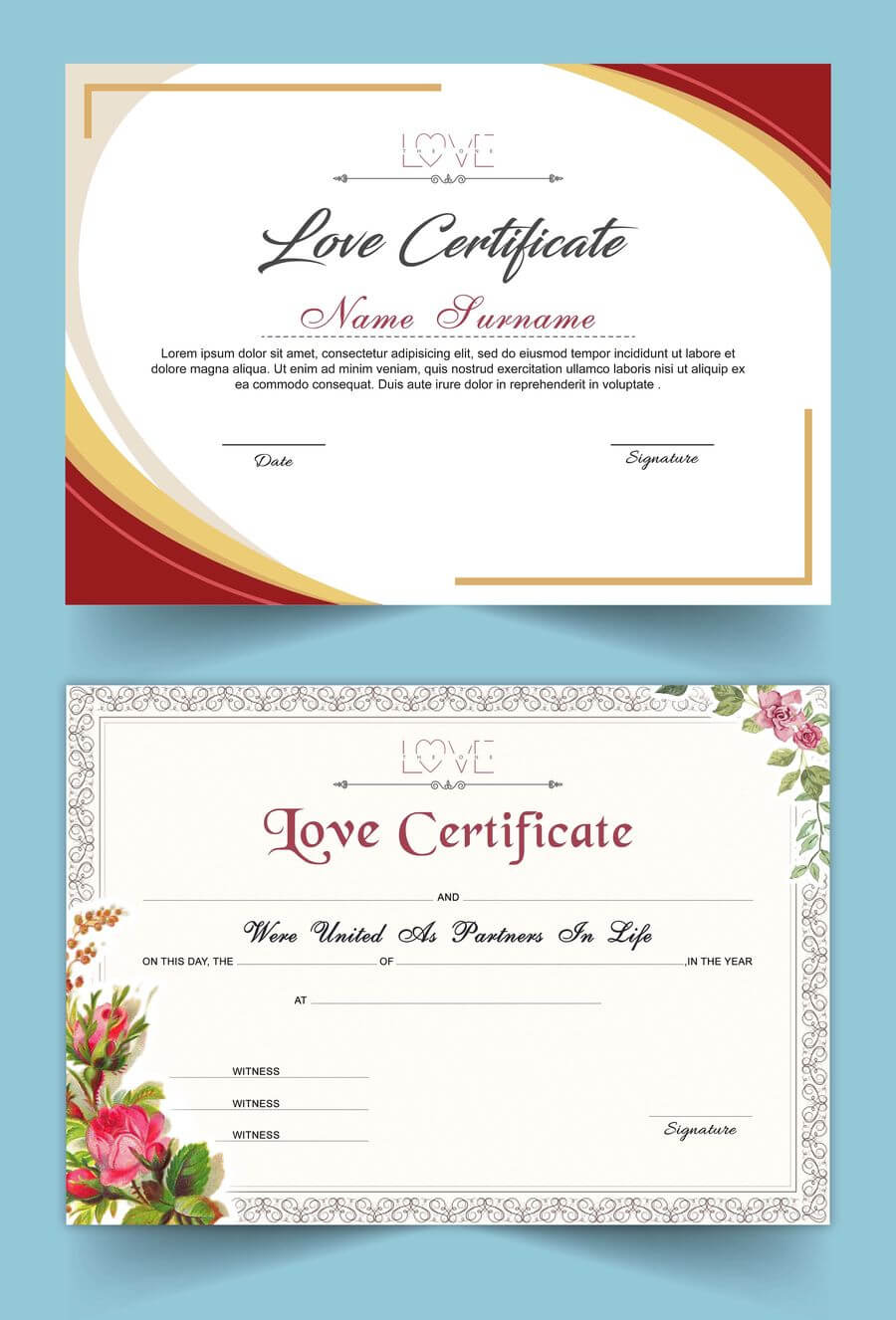 Entry #15Satishandsurabhi For Design A Love Certificate Intended For Love Certificate Templates