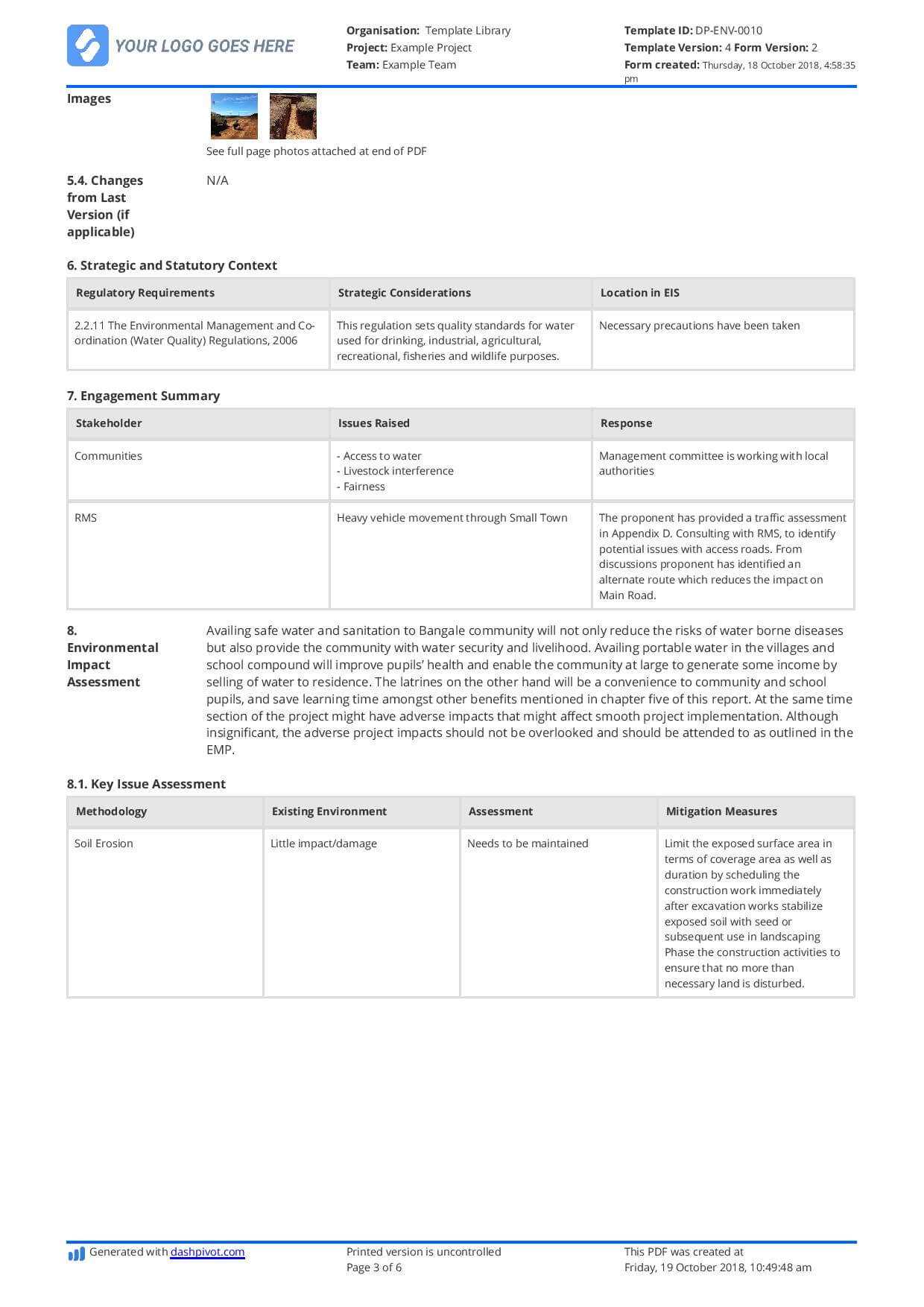 Environmental Impact Statement Example (Free And Customisable) Intended For Environmental Impact Report Template