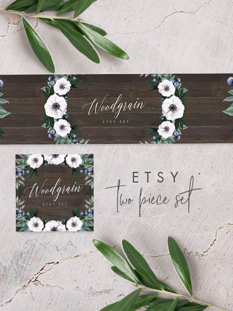 Etsy Banner & Avatar Template, Custom Listing, Reserved, Sale, Banner,  Templett, Green, Pretty, Paint, Watercolor, Wooden, Woodgrain Within Etsy Banner Template