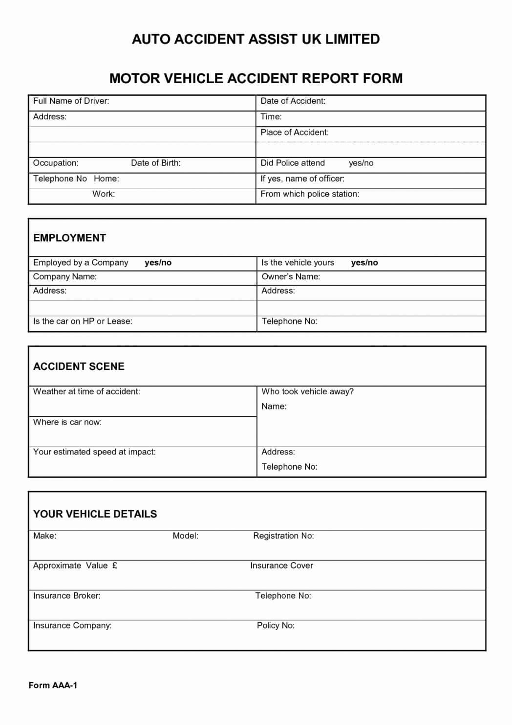 Example Of Final Version Generated Incident Report Car Inside Case Report Form Template