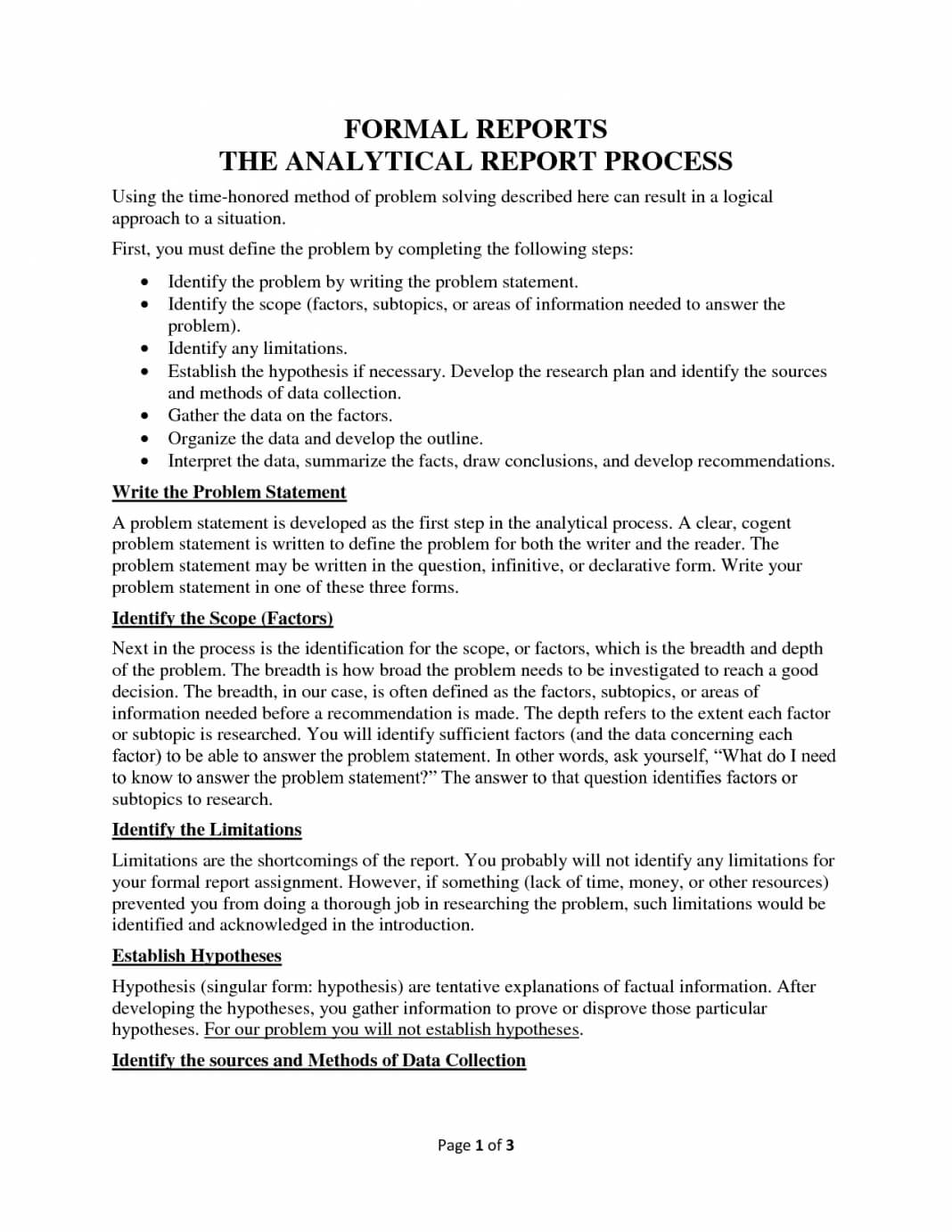 Examples Of Professional Business Reports West Roanoke Pertaining To Analytical Report Template