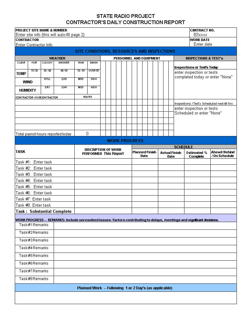 Excel Daily Report | Templates At Allbusinesstemplates Pertaining To Daily Inspection Report Template