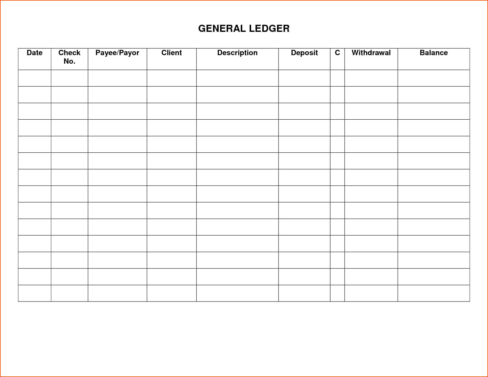 Excel Template Accounting Ledger | Sample Customer Service With Blank Ledger Template