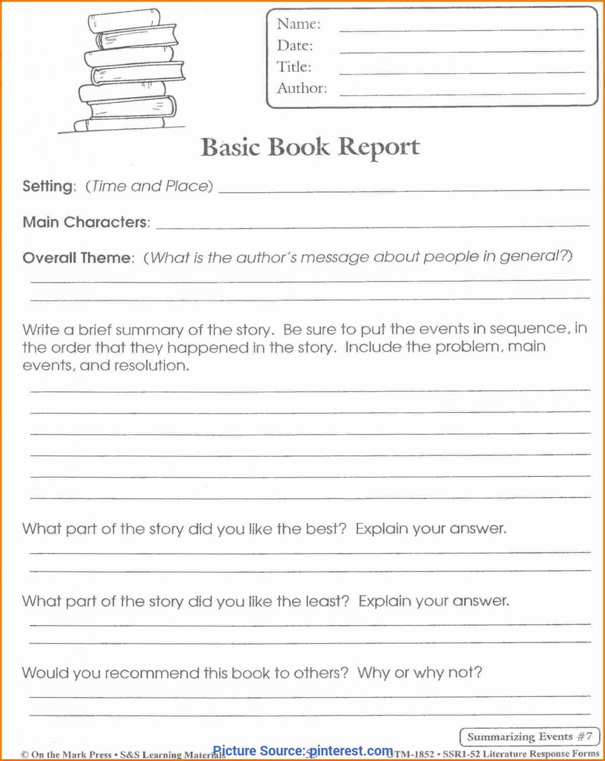 Excellent Book Review Lesson Plan 5Th Grade Related Post Within Book Report Template 3Rd Grade