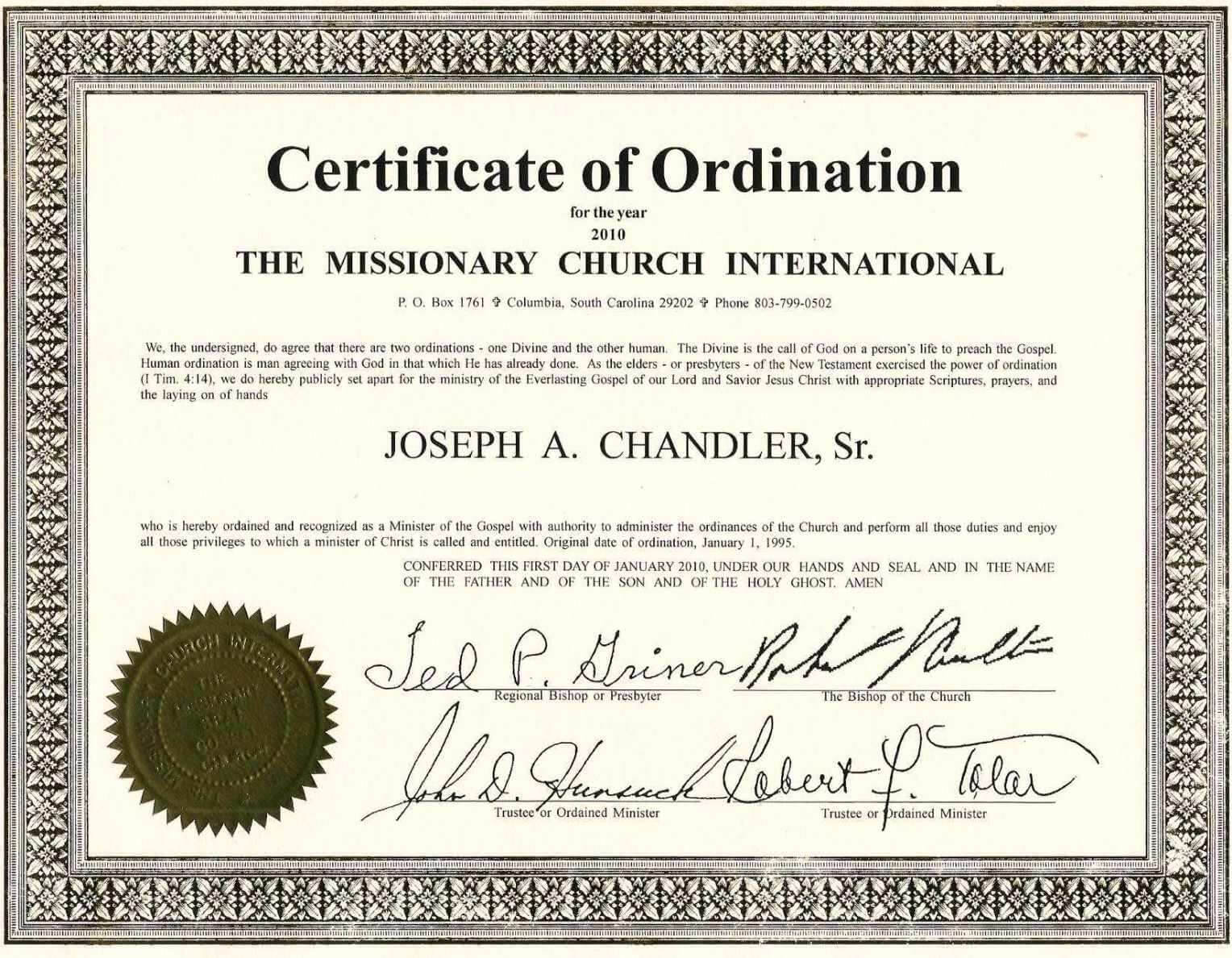 Exceptional Printable Ordination Certificate | Dan's Blog Regarding Certificate Of Ordination Template