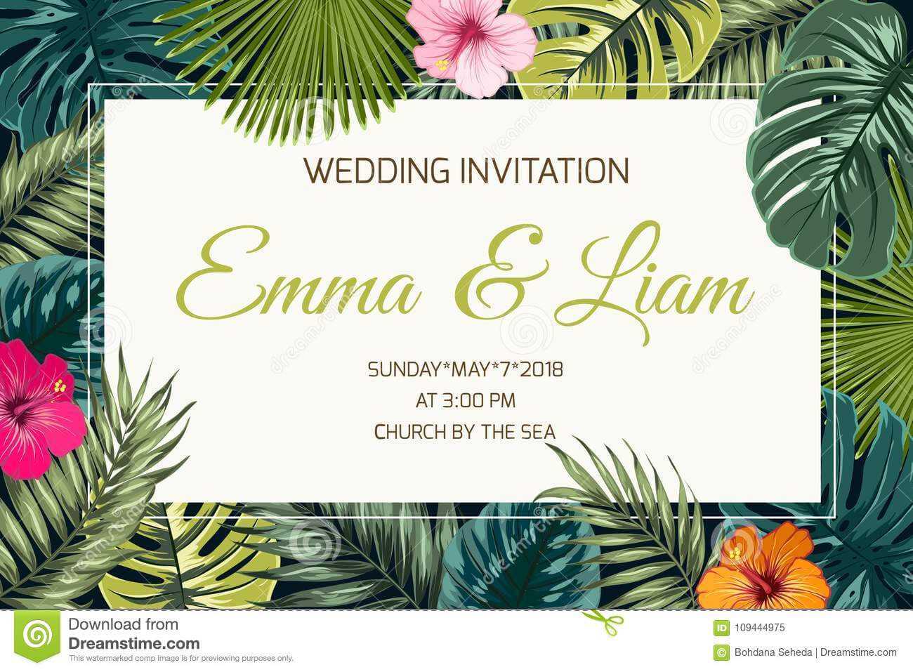 Exotic Tropical Jungle Wedding Event Invitation Stock Vector In Event Invitation Card Template