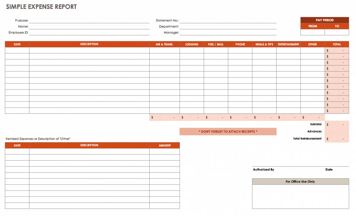 Expense Report Spreadsheet For Expense Report Template Xls