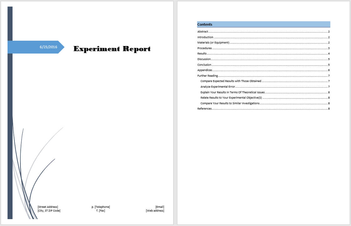 Experiment Report Template – Microsoft Word Templates For Lab Report Template Word