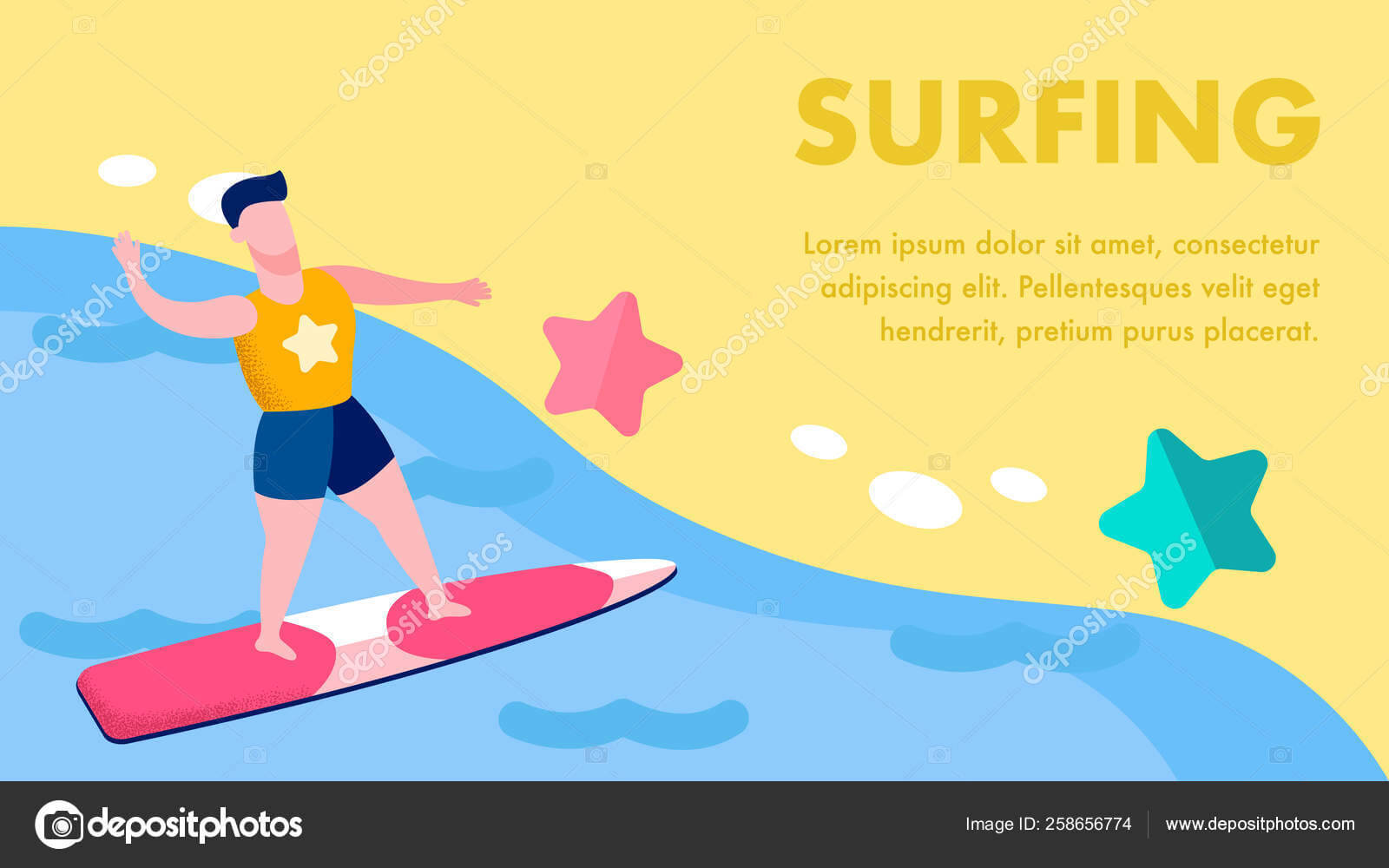 Extreme Water Sports Flat Vector Banner Template — Stock With Sports Banner Templates
