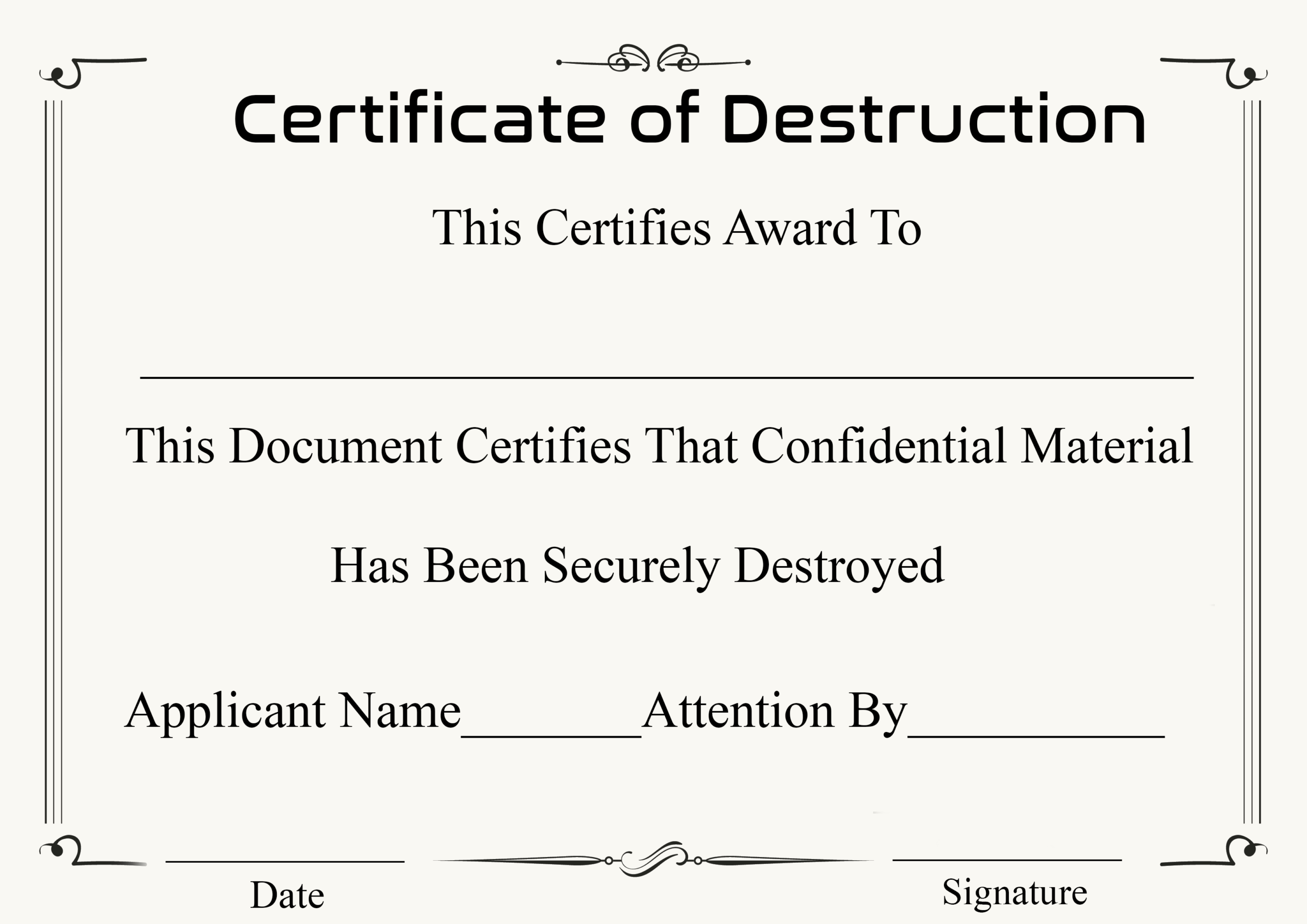🥰5+ Free Certificate Of Destruction Sample Templates🥰 For Free Certificate Of Destruction Template