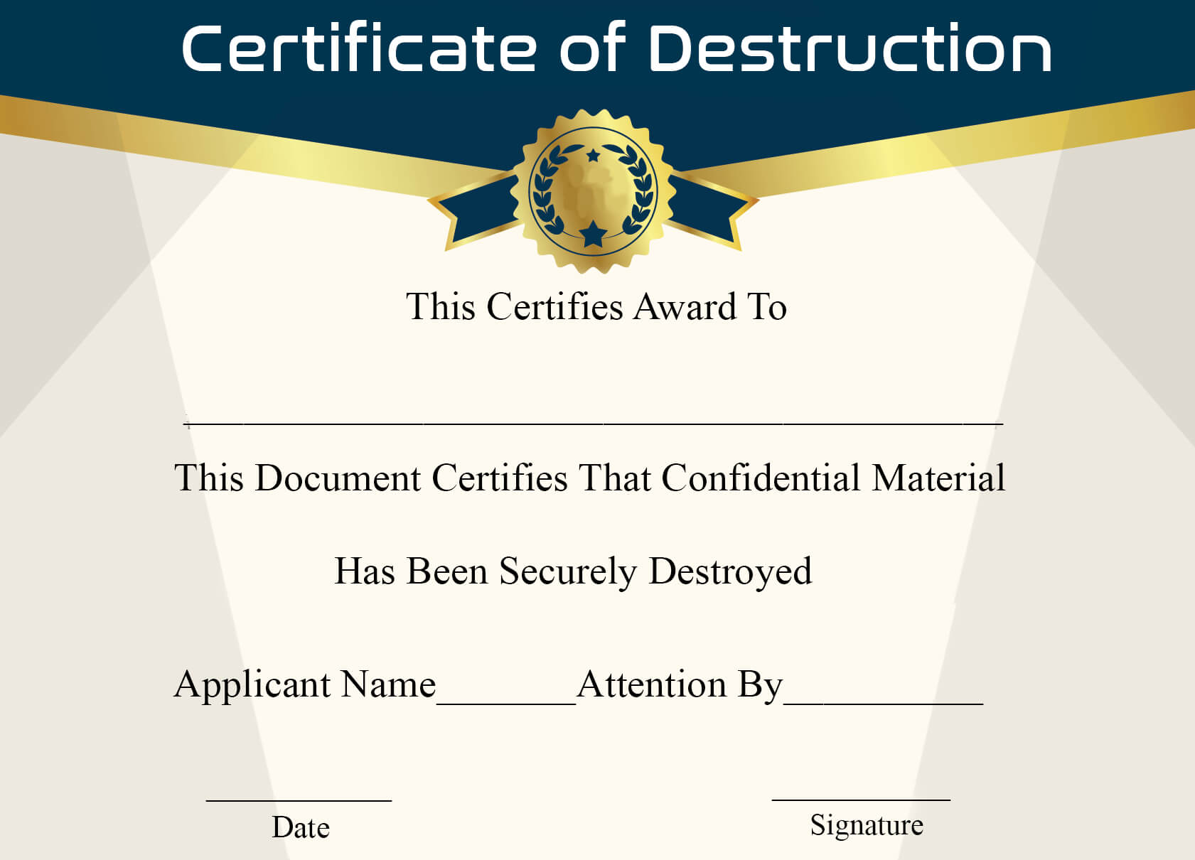 🥰5+ Free Certificate Of Destruction Sample Templates🥰 Inside Certificate Of Destruction Template
