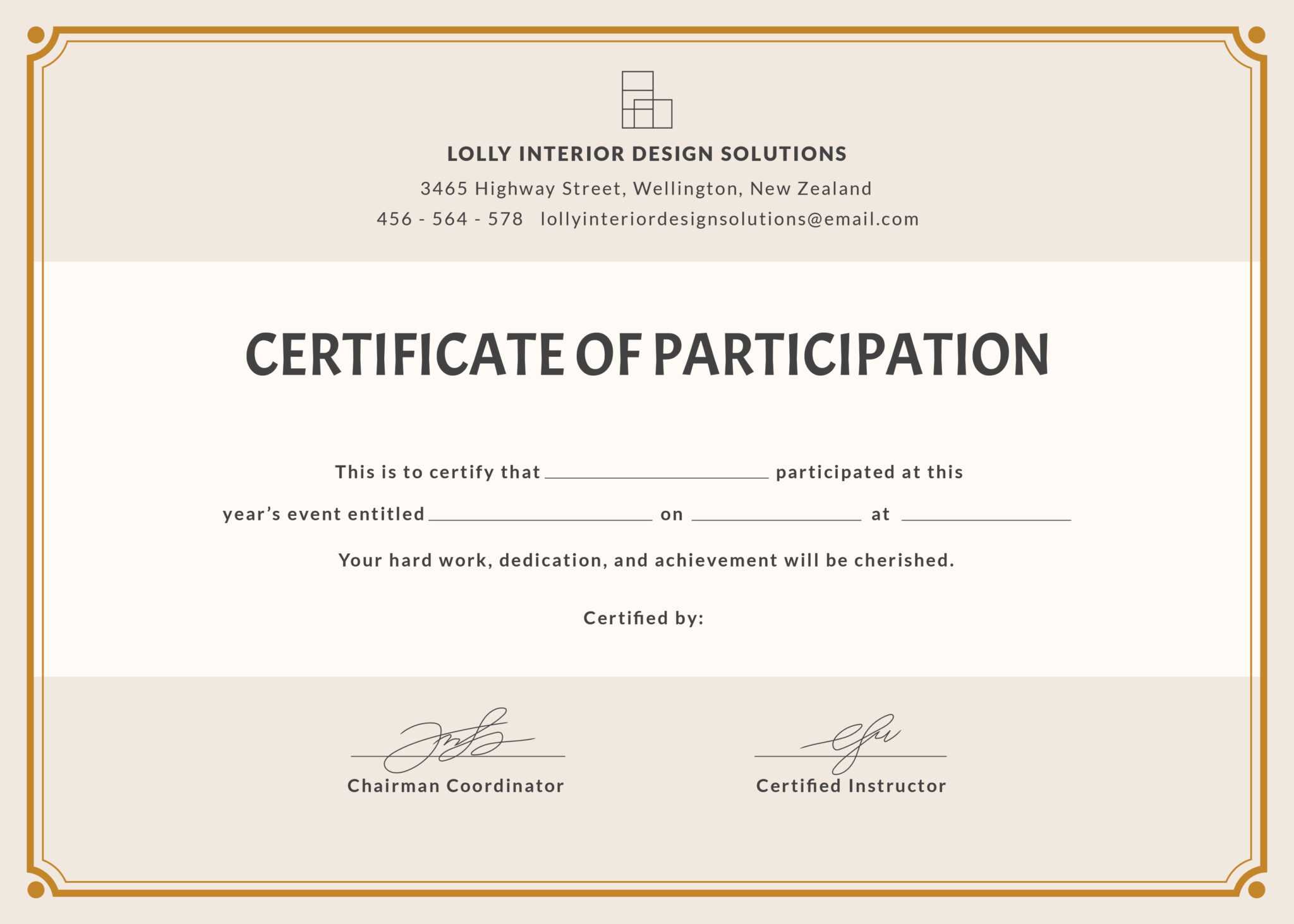 Certification Of Participation Free Template Professional Template