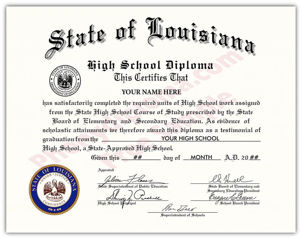 Fake Diplomas And Transcripts From Louisiana – Phonydiploma Inside Fake Diploma Certificate Template