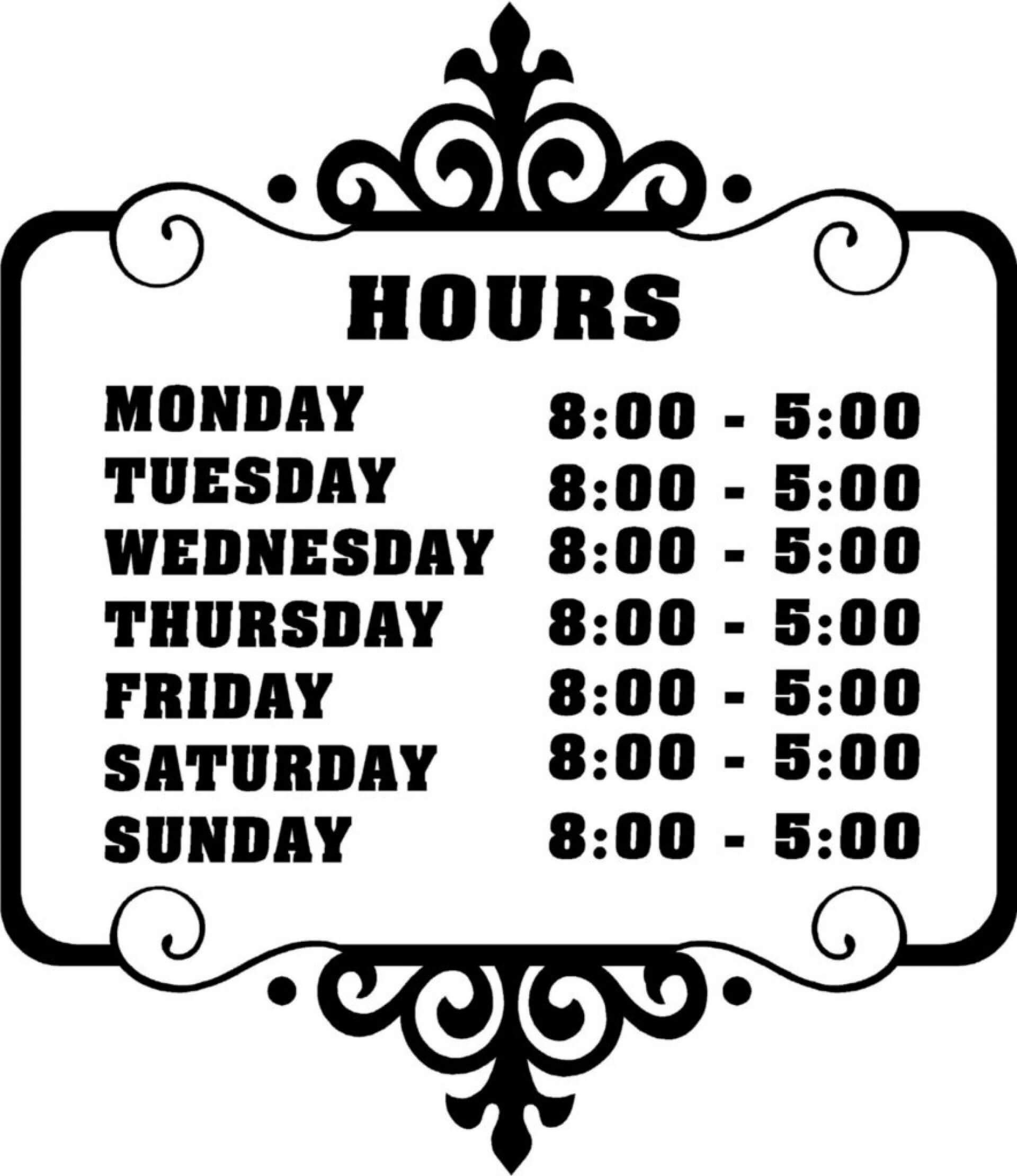 Fascinating Business Hours Template Microsoft Word Ideas For Hours Of Operation Template Microsoft Word