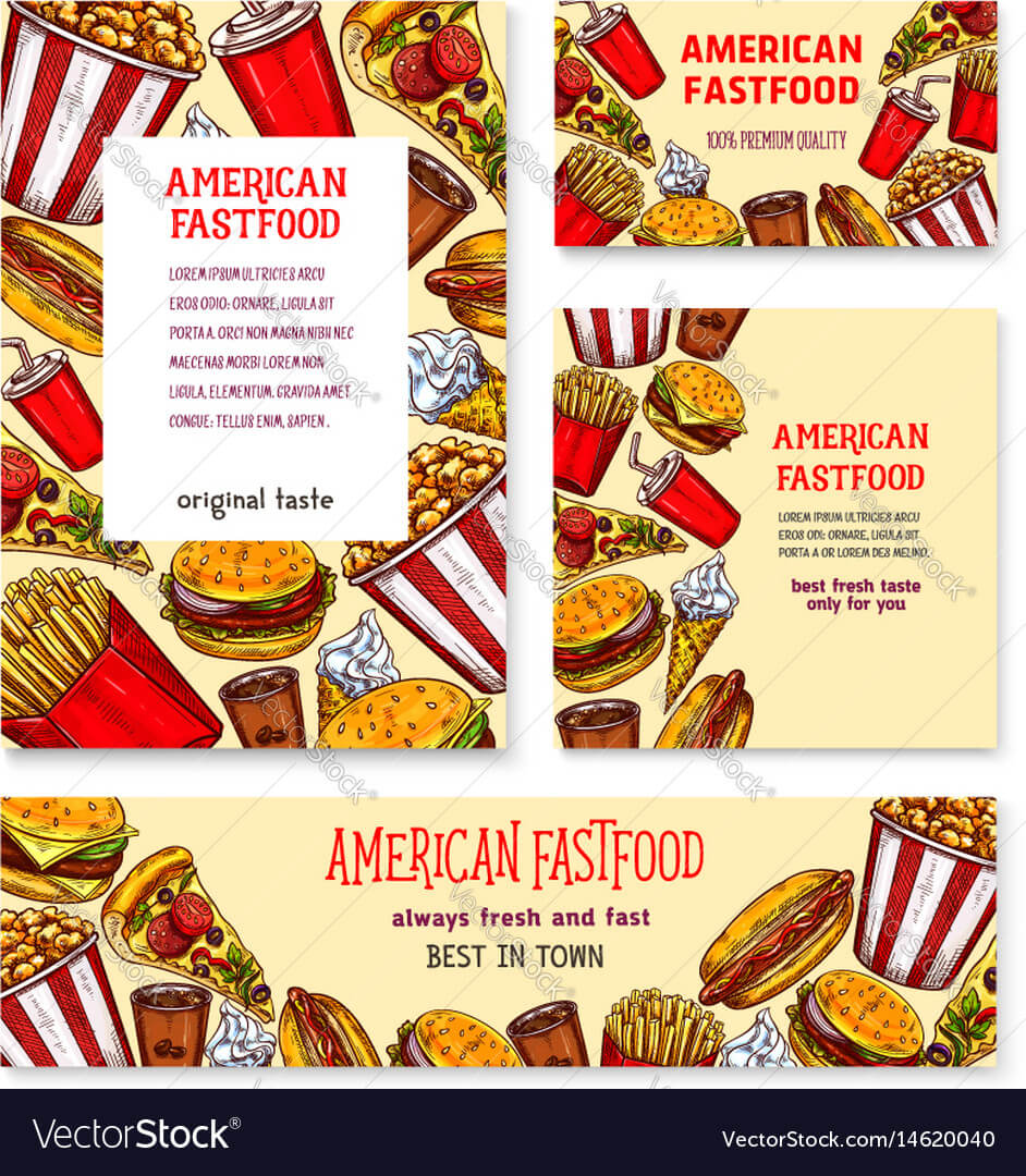 Fast Food American Restaurant Banner Template Set Throughout Food Banner Template