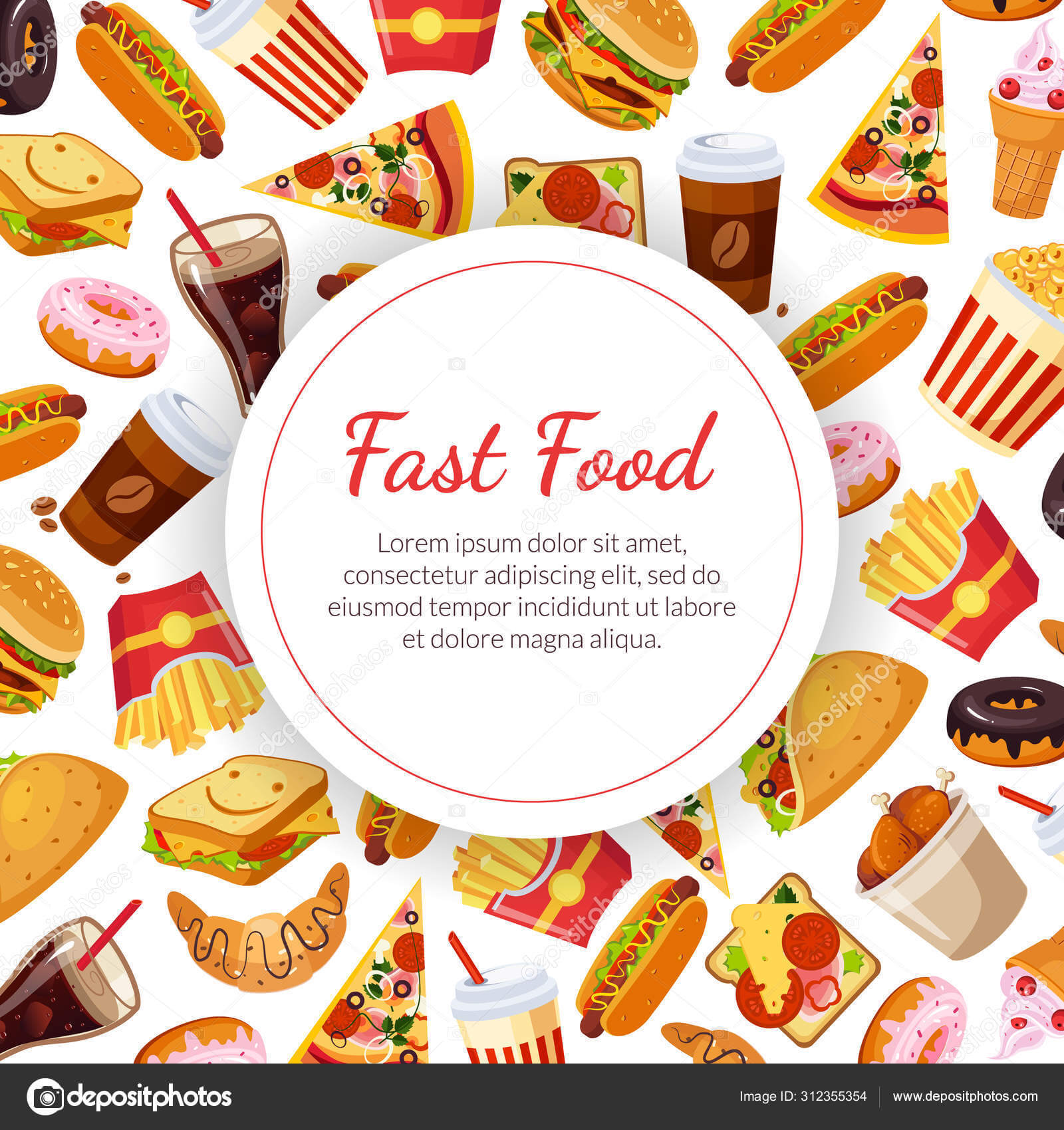 Fast Food Banner Template, Restaurant, Cafe Design Element Within Food Banner Template