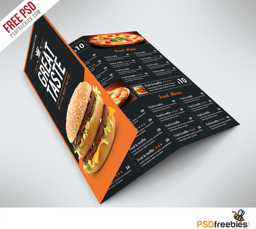 Fast Food Menu Trifold Brochure Free Psd | Psdfreebies In Tri Fold Tent Card Template