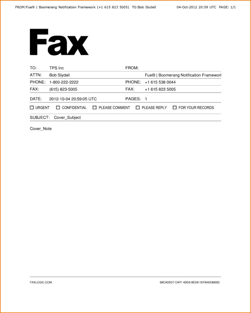 Fax Cover Sheet Template Printable Microsoft Word Page 2010 Intended For Fax Cover Sheet Template Word 2010