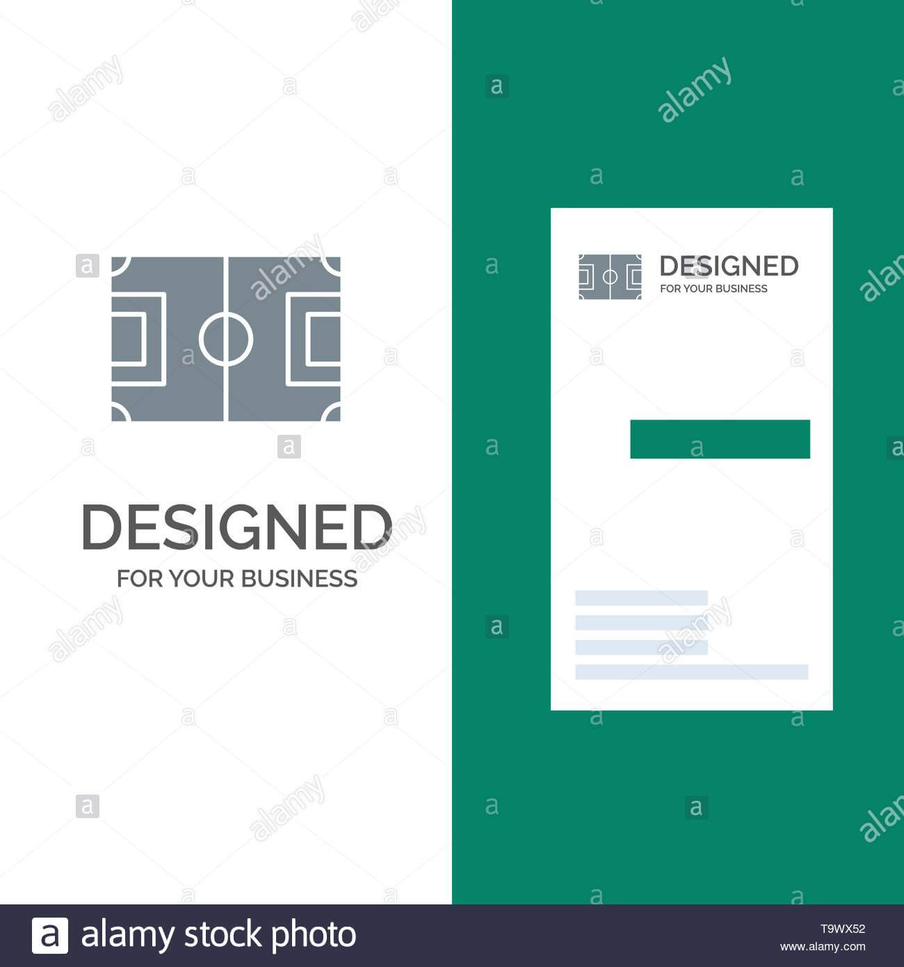 Field, Football, Game, Pitch, Soccer Grey Logo Design And Inside Football Referee Game Card Template