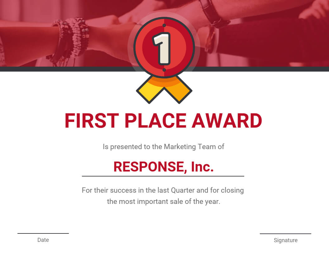 First Place Award Certificate Template In First Place Certificate Template
