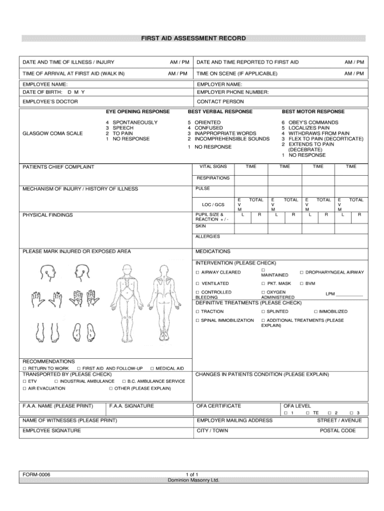 First Aid Incident Report Form Template - Professional Template