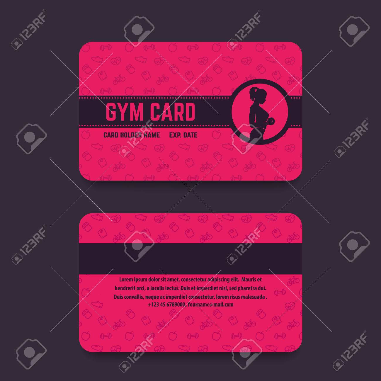 Fitness Club, Gym Card Template, Vector Illustration Regarding Gym Membership Card Template