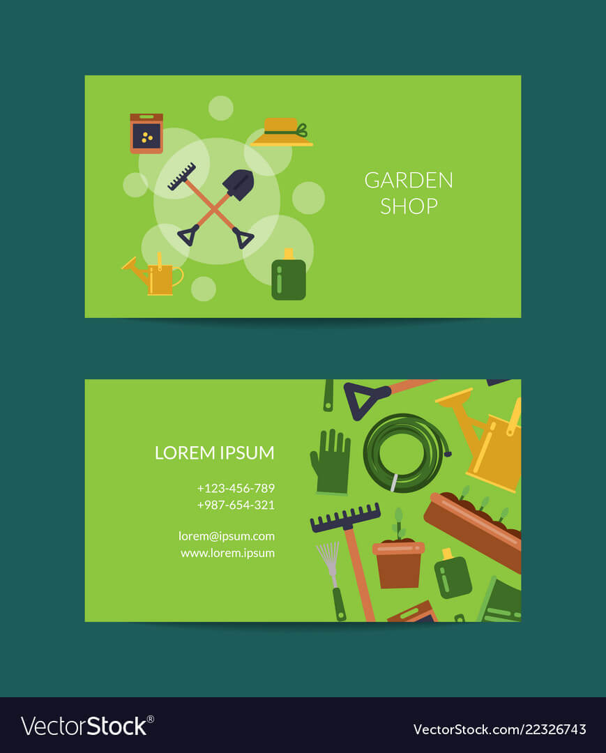 Flat Gardening Icons Business Card Inside Gardening Business Cards Templates