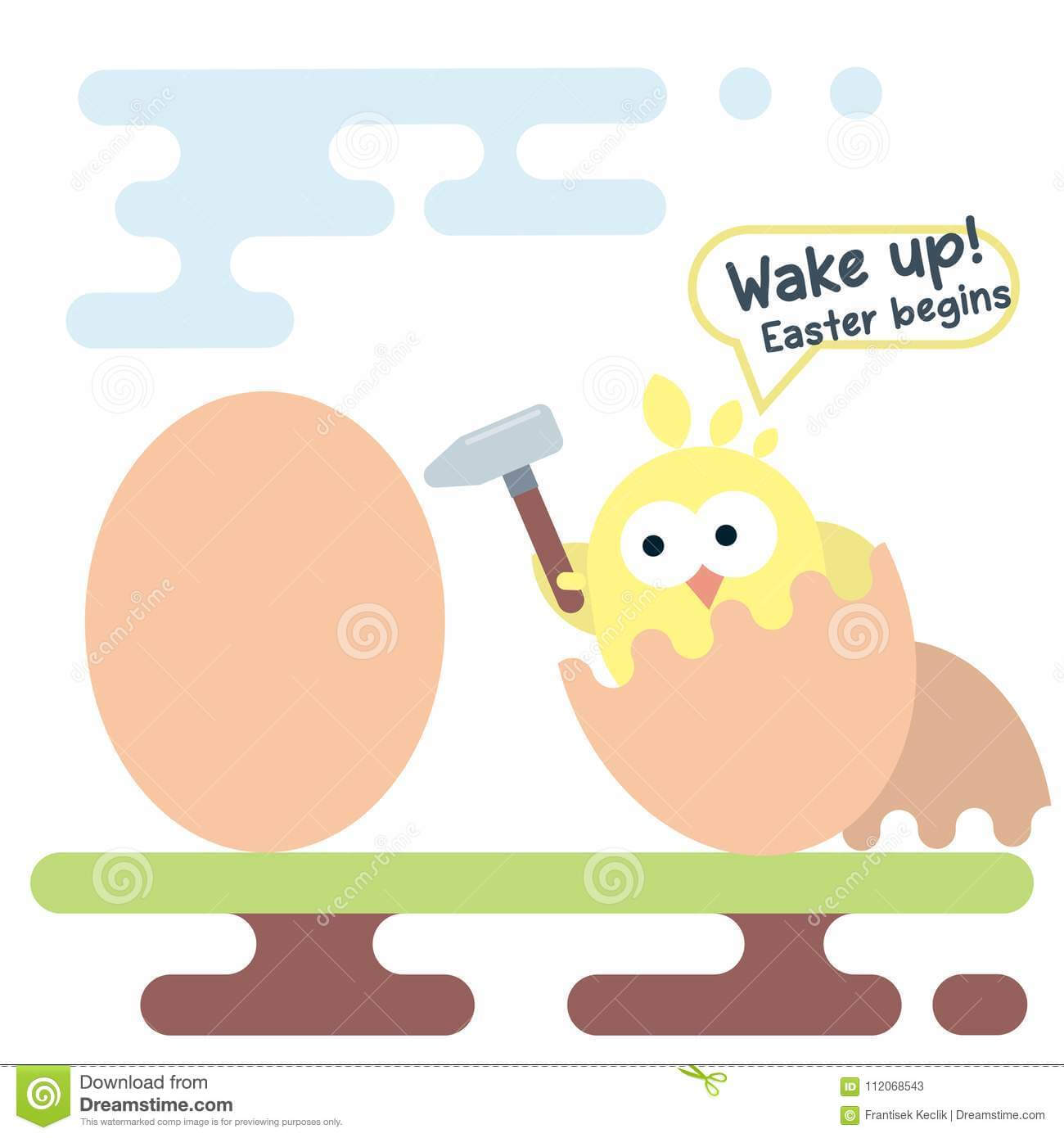 Flat Illustration Of Newborn Chicken. Easter Card Template For Easter Chick Card Template