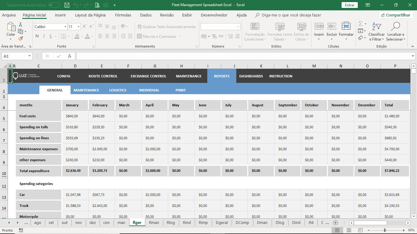 Fleet Management Spreadsheet Excel Inside Fleet Management Report Template