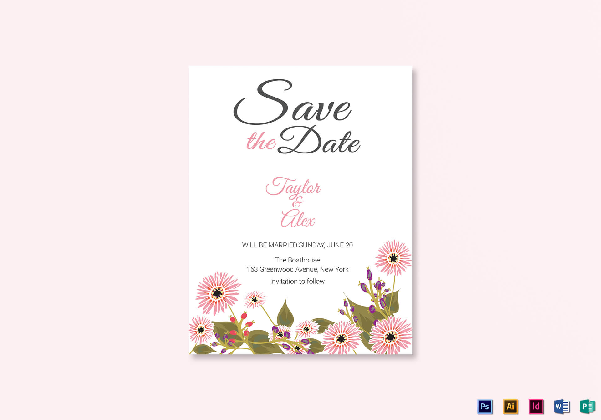 Floral Save The Date Card Template With Regard To Save The Date Template Word