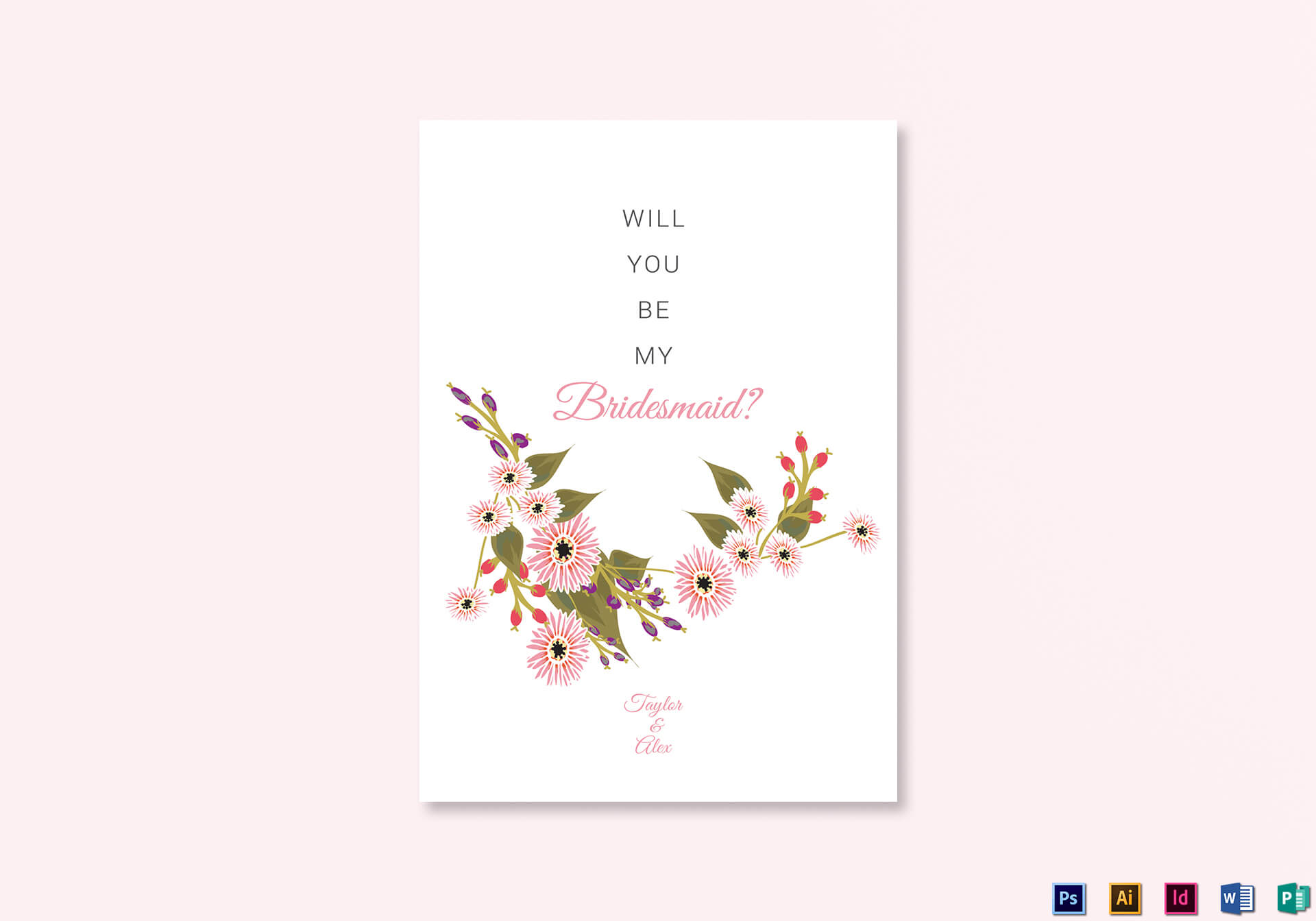 Floral Will You Be My Bridesmaid Card Template Pertaining To Will You Be My Bridesmaid Card Template